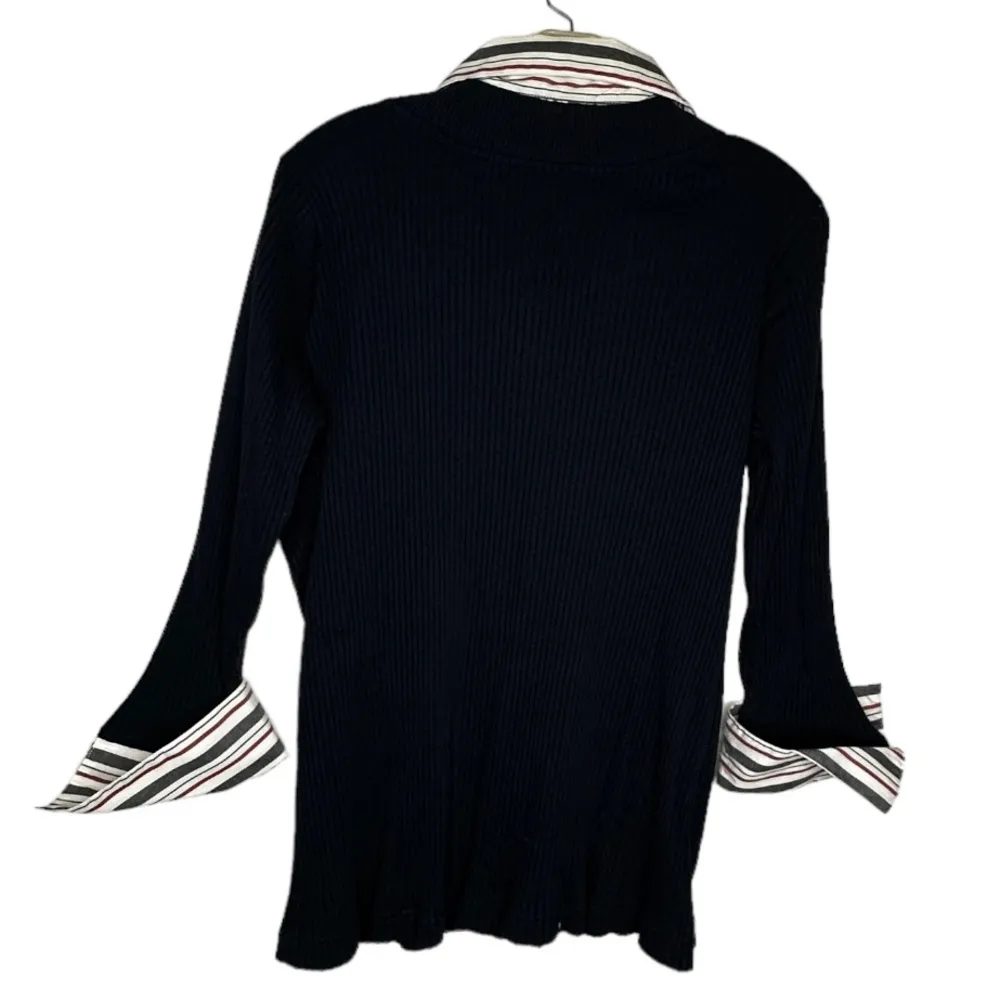 Vintage Fiorlini International Plus Layered‎ Shirt & Sweater Blue Size 18 - Image 4