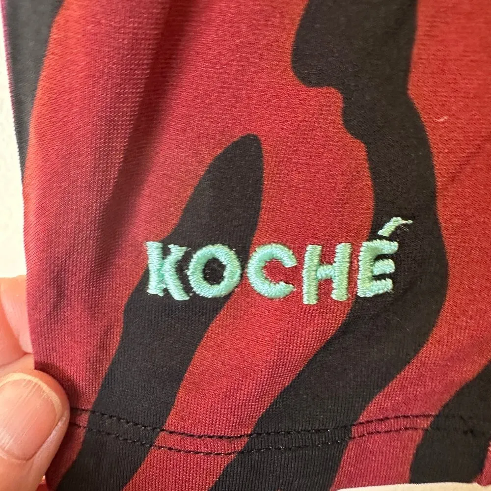 Koche Zebra Bodycon Midi Dress SMALL Mesh Faux Leather Slit Career Designer $785 - Image 8