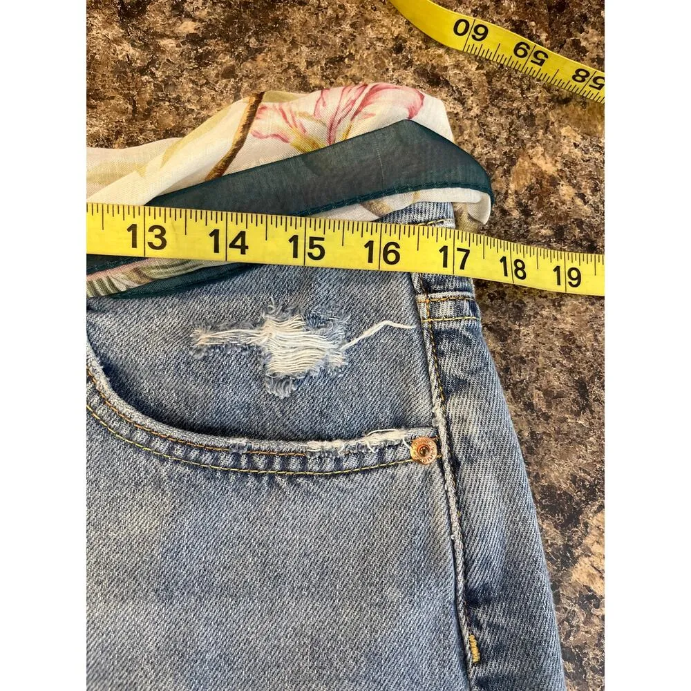 H&M x &Denim Size 12 Blue Distressed Destructed Mini Skirt and Scarf - Image 7