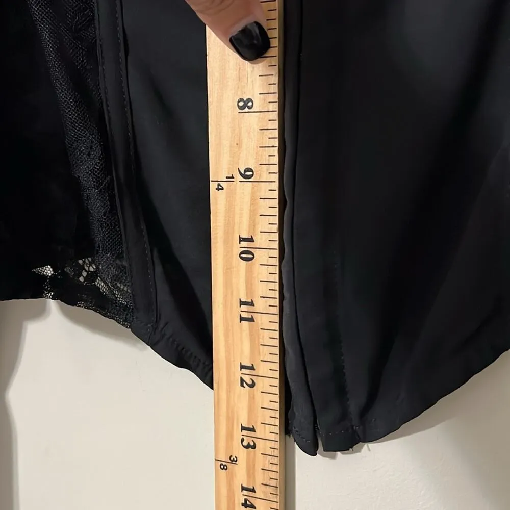 PRETTY LITTLE THING 8 black chiffon frill sleeve lace insert hook & eye corset - Image 6