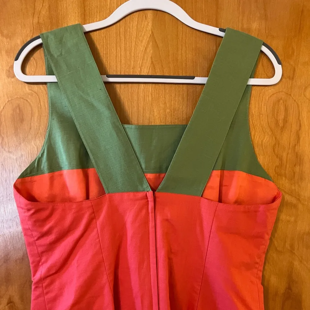 Laura Ashley Vintage Color Block Fitted Dress Made British Hong Kong NWT 12 - Image 8