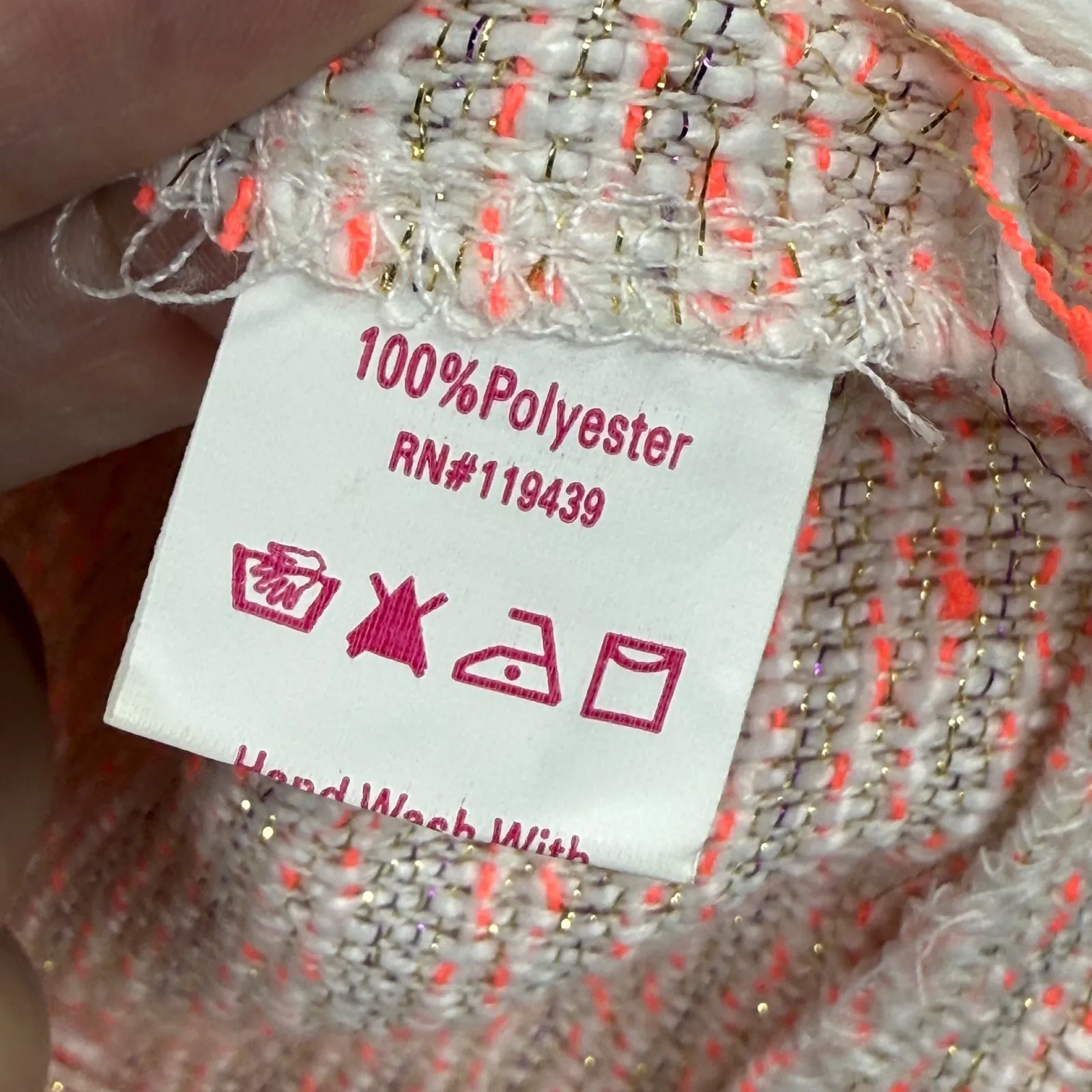 Julie Brown NYC Tweed Fringed Sleeveless Top Pink Gold Size 4‎ - Image 5