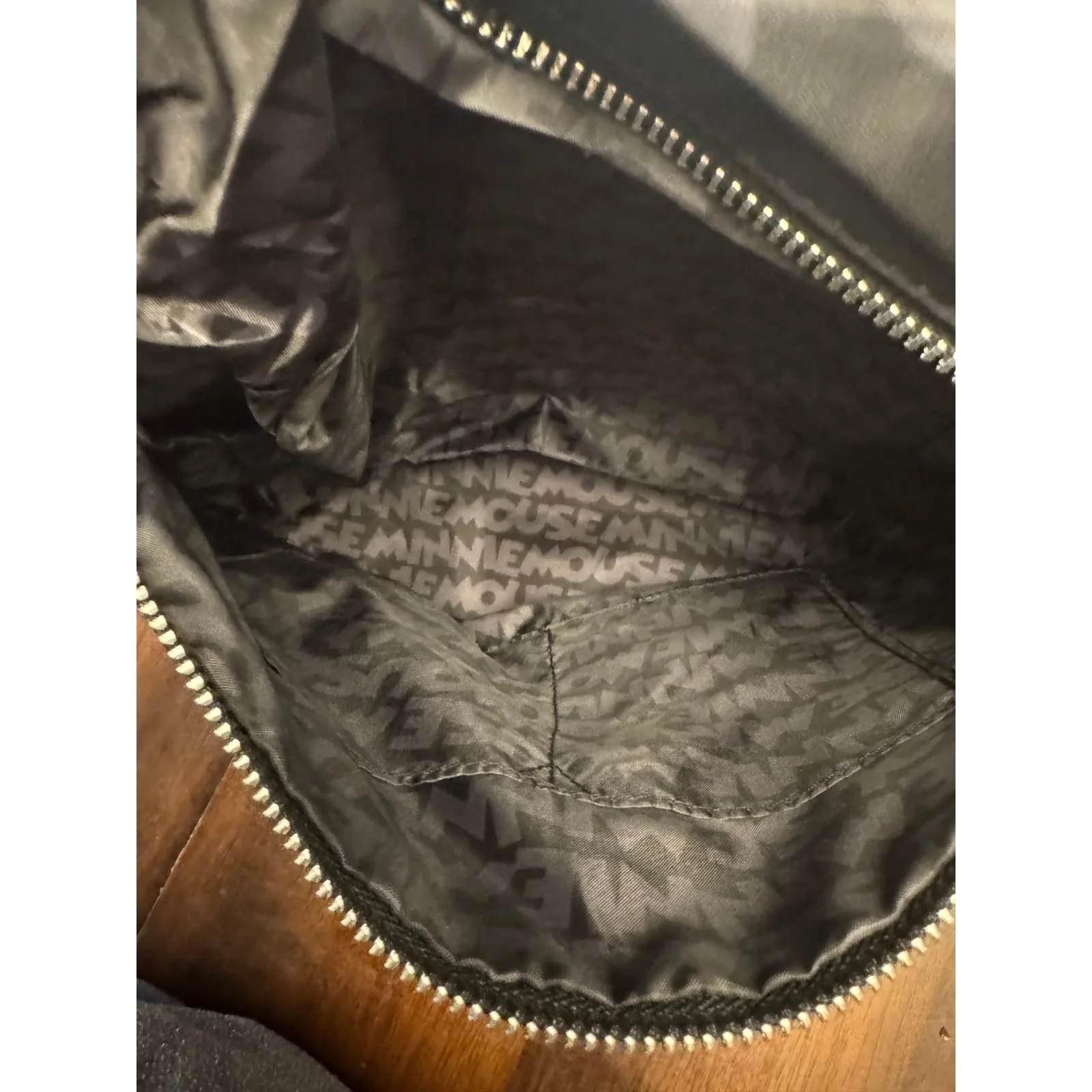 Disney Minnie mouse black on black polka dot back pack NWT - Image 2