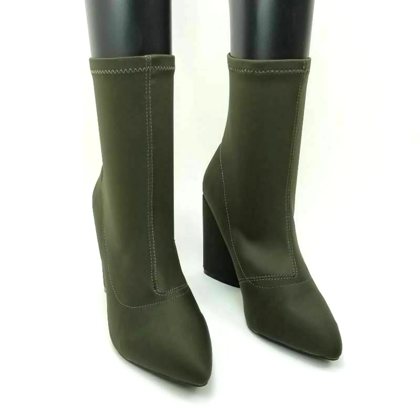 Cape Robbin Walk Away Army Green Stretched Ankle Boots Size 8 - Image 10