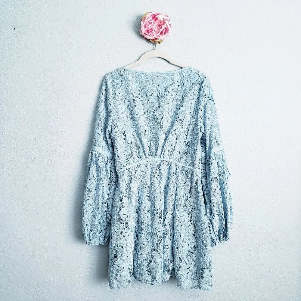 Free People Ruby Blue Longsleeve Lace Dress - Image 6