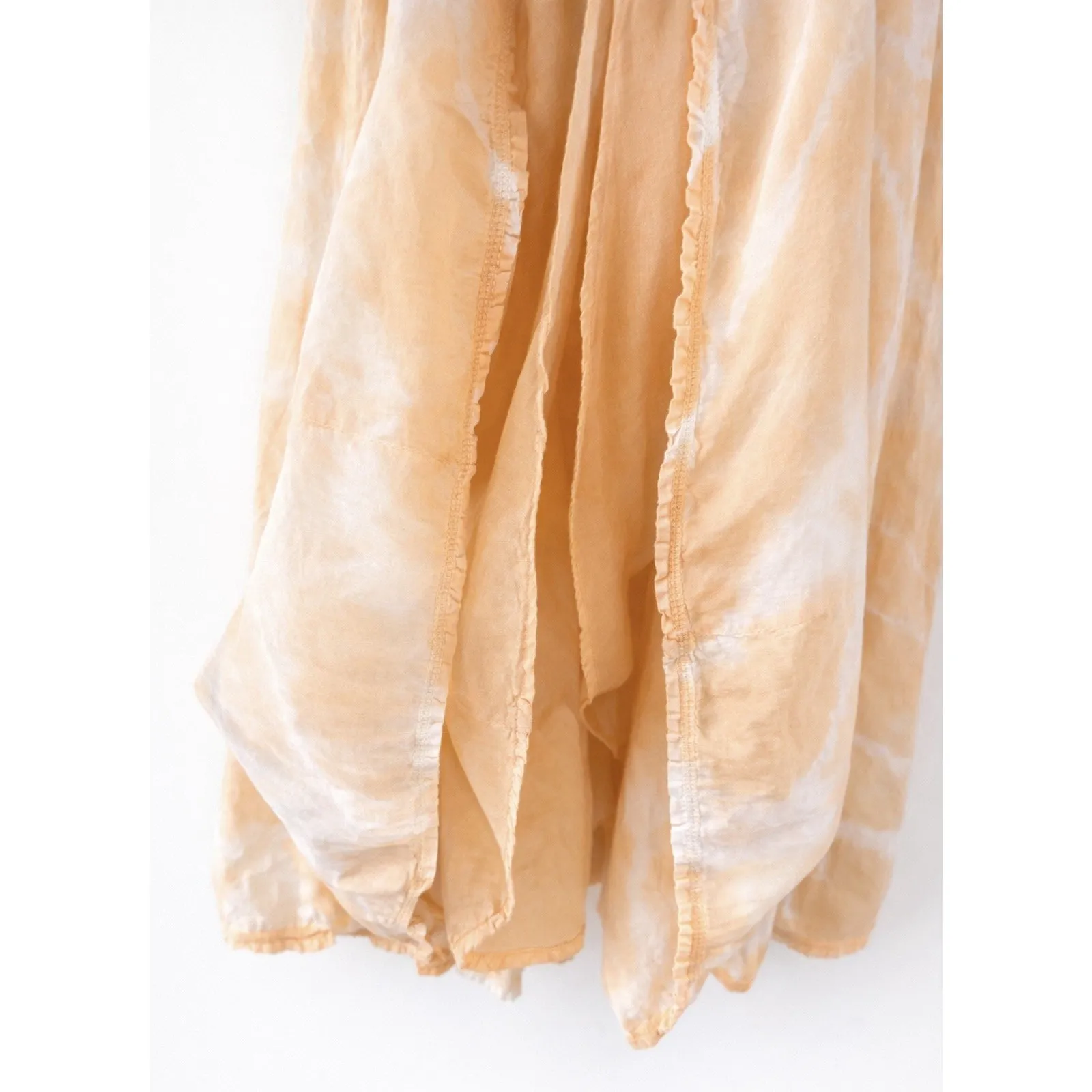 Soft Surroundings Peach Tie Dye Maxi Skirt Elastic Waist Cotton Size L - Image 3