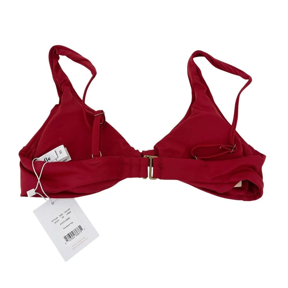 Andie Swim V-Neck Plunge Amor Bikini Top in Crimson Red Size XS NEW with tags! - Image 5