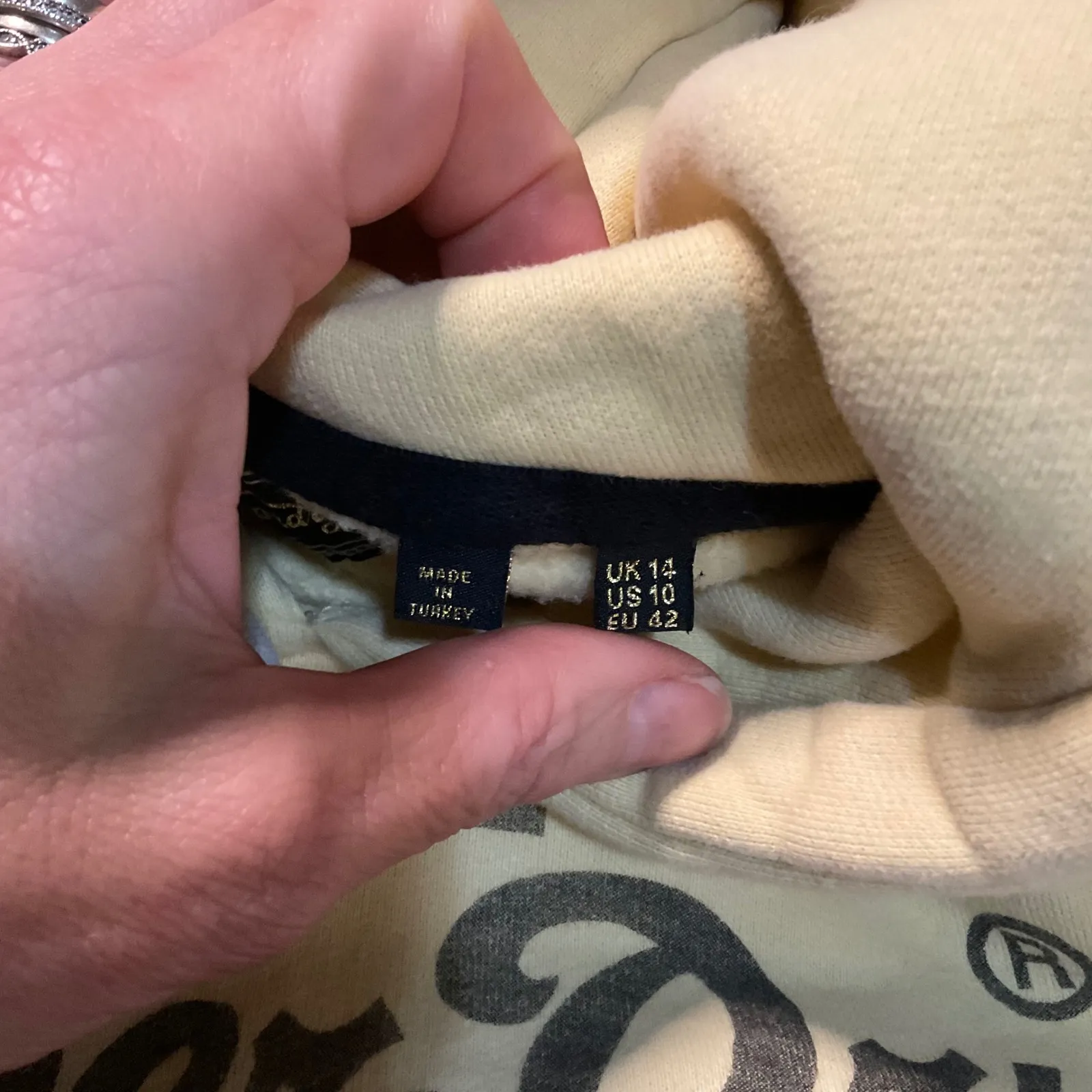 SuperDry Hooded Sweatshirt Size 10 Light Yellow Embroidered‎ Flowers Womens - Image 7