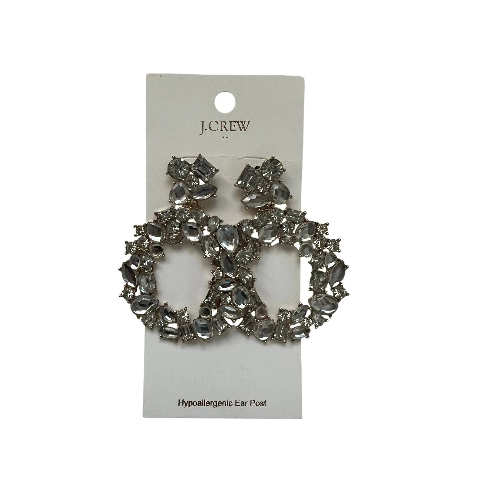 J. Crew Crystal Wreath Earrings Clear Rhinestone White - Image 6