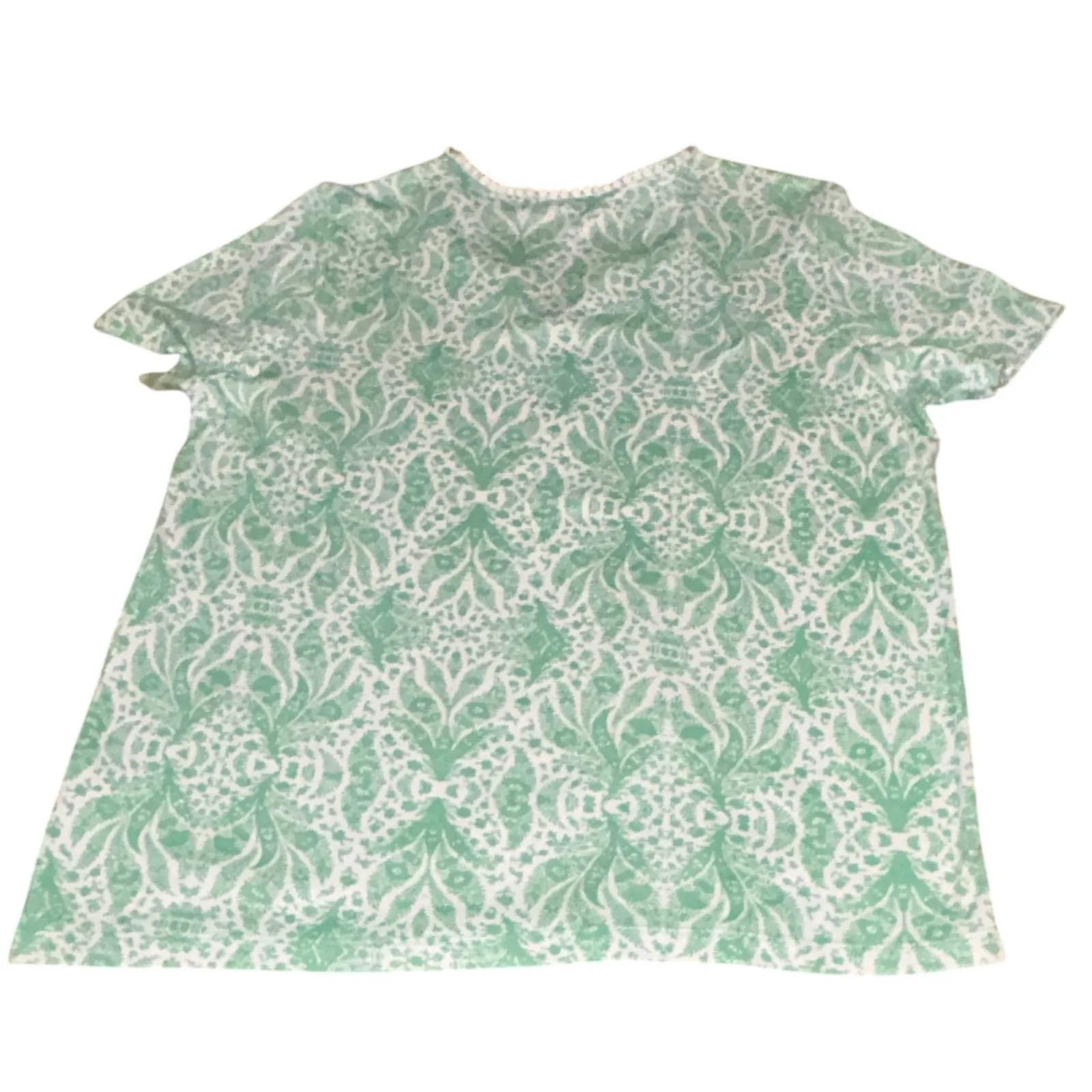 Rebecca Malone Womens Green White Patterned Tunic Top Size L - Image 3