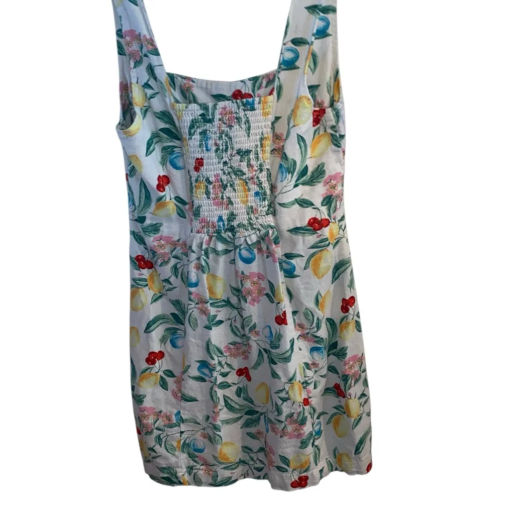 Old Navy Sleeveless Tank Linen-Blend Lemon fruit Floral Print Mini Dress sz SP - Image 10