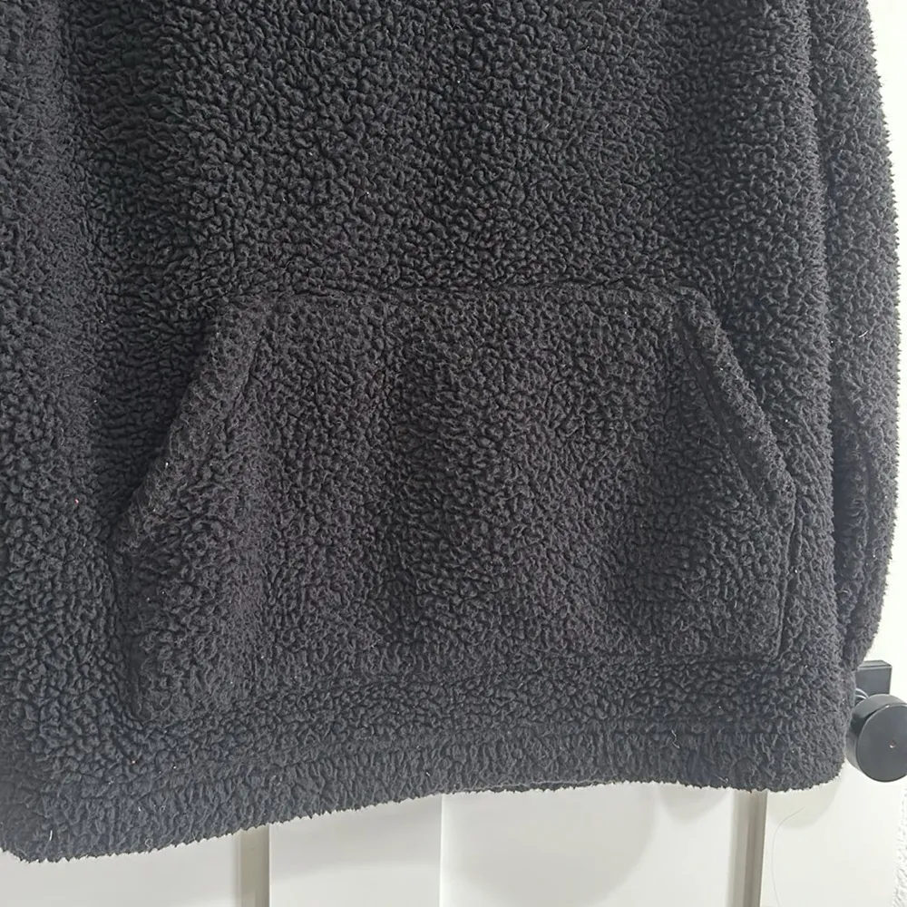 Zenana Women's M 1/4 Zip Teddy Fleece Pullover Solid Black Comfy Cozy Lounge - Image 2