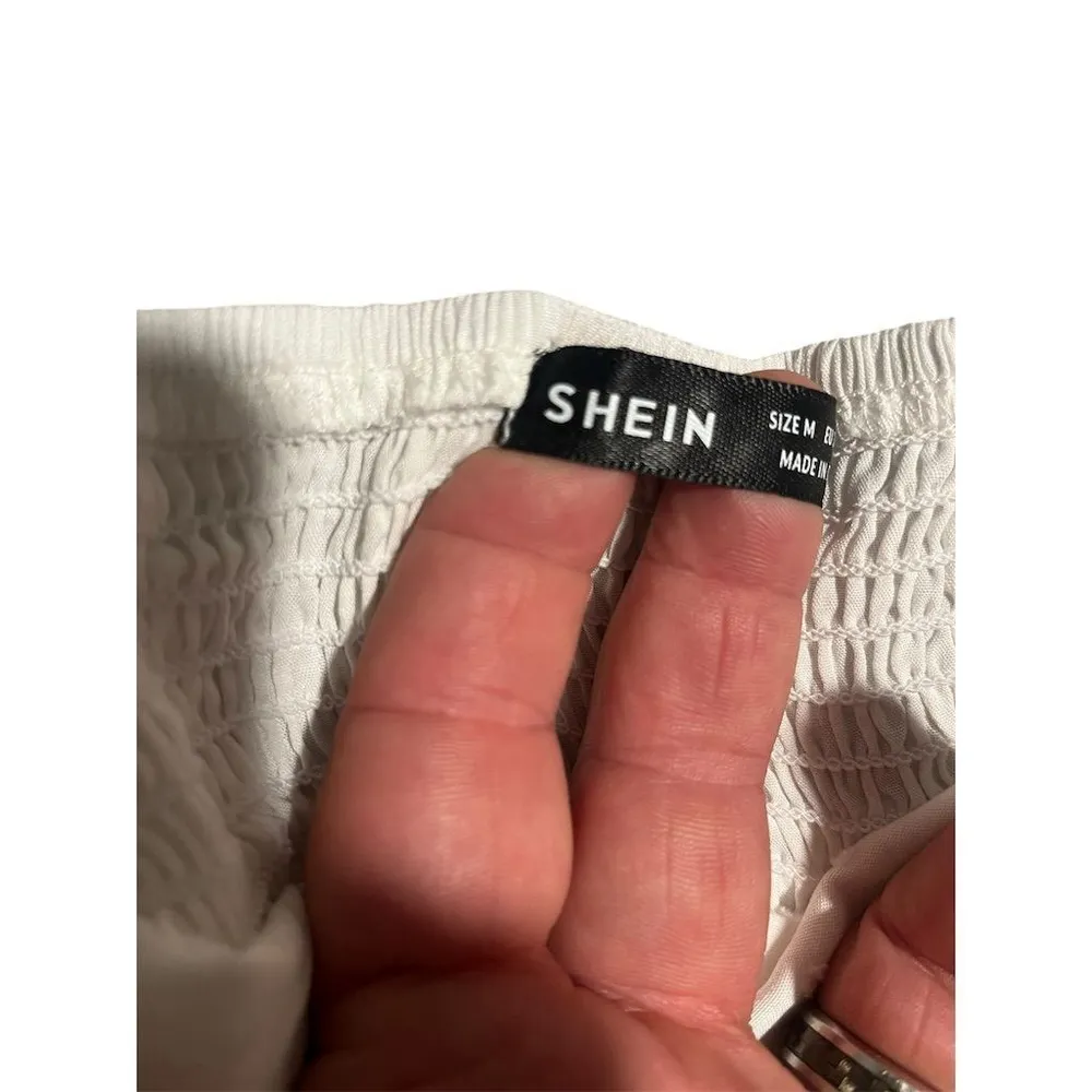 SHEIN Babydoll Sun Dress Women's Size Medium White Tiered Ruffle Sleeveless NEW - Image 6