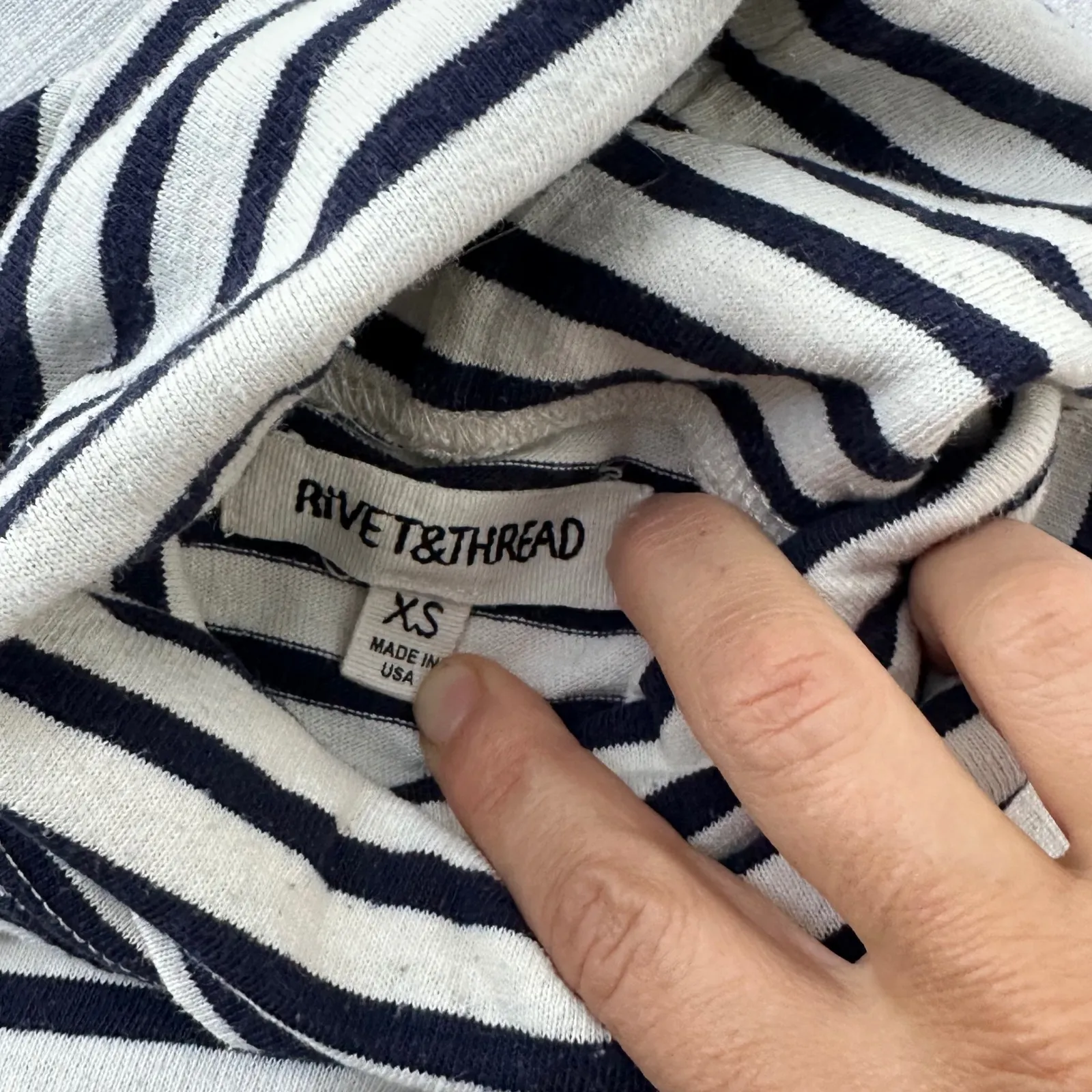 Rivet & Thread Striped Turtleneck XS Made in USA Cotton madewell Tan - Image 3