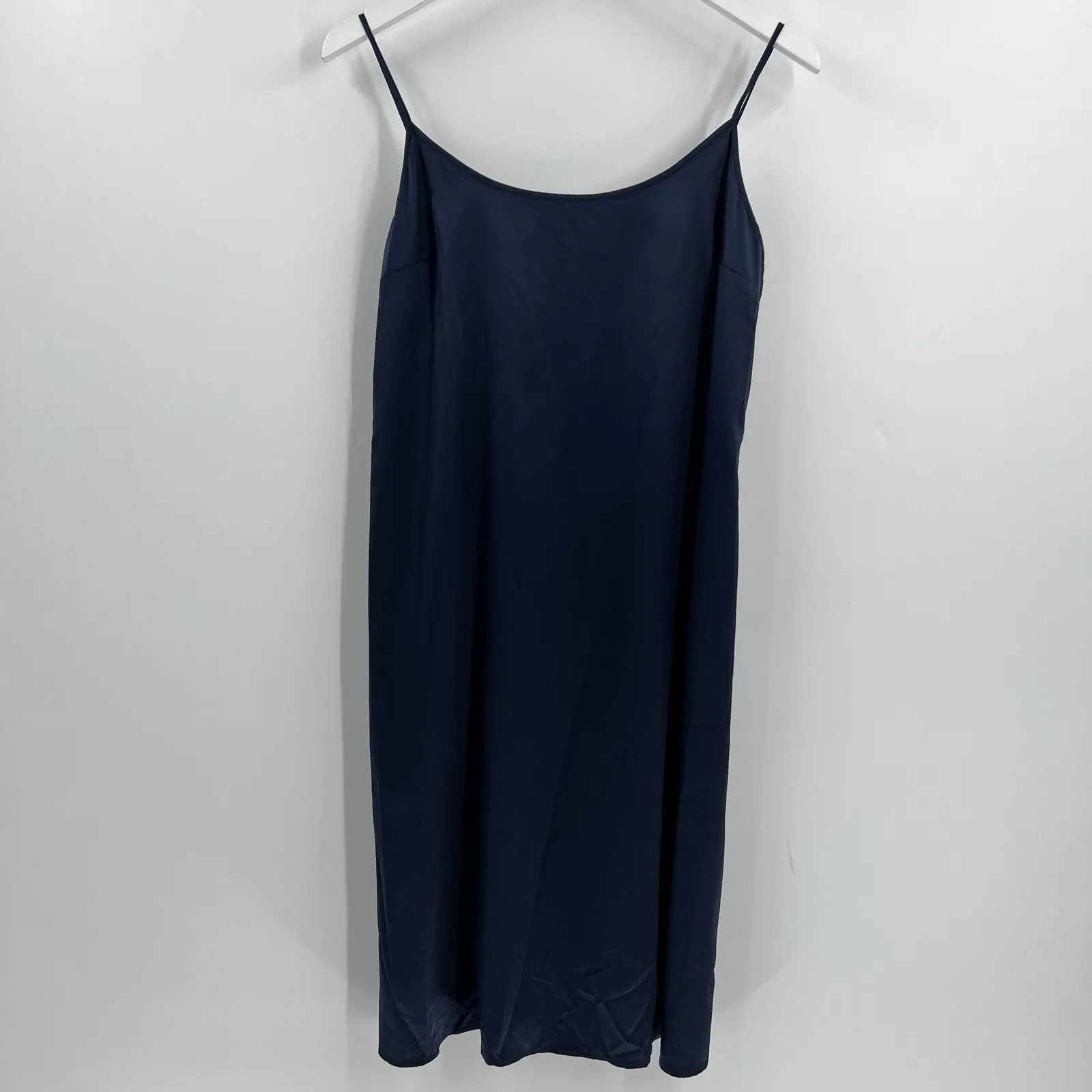 STAUD Midi Slip Dress Size Medium Satin Dark Navy Blue Cocktail Party Minimalist - Image 3