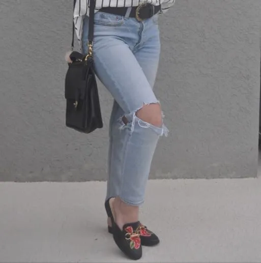 Forever 21 Black Embroidered Slide Mule - Image 3