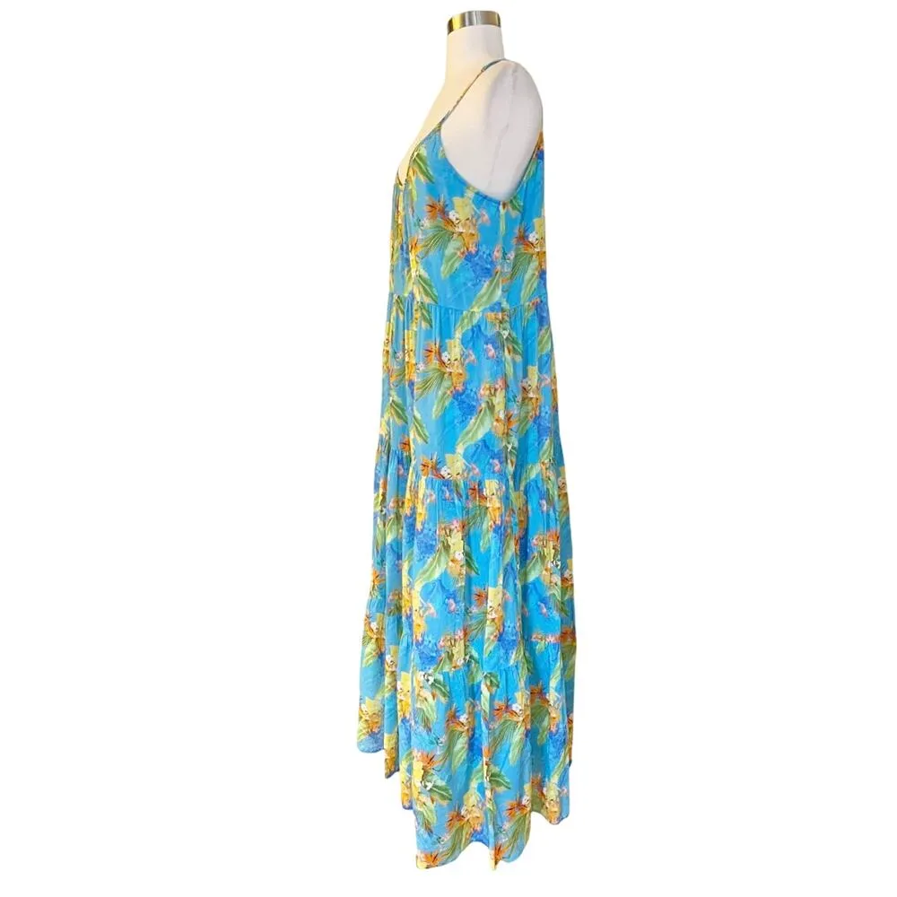 ROLLER RABBIT Dakota Maxi Dress Floral Caprice Blue Sleeveless Cotton Small NWT - Image 7