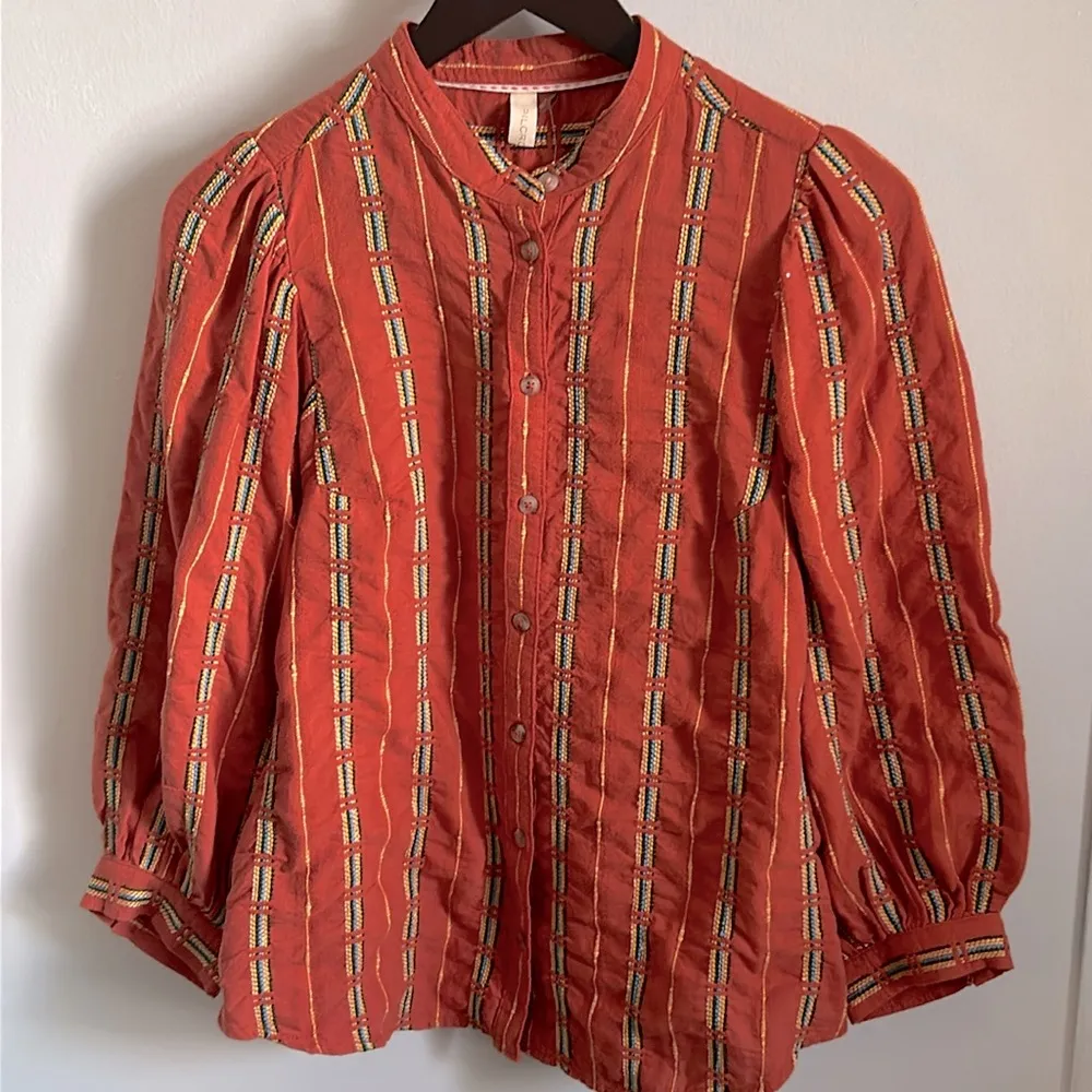 Anthropologie’s Pilcro The Bella Femme Button Down Bat Wing Embroidered Blouse - Image 9