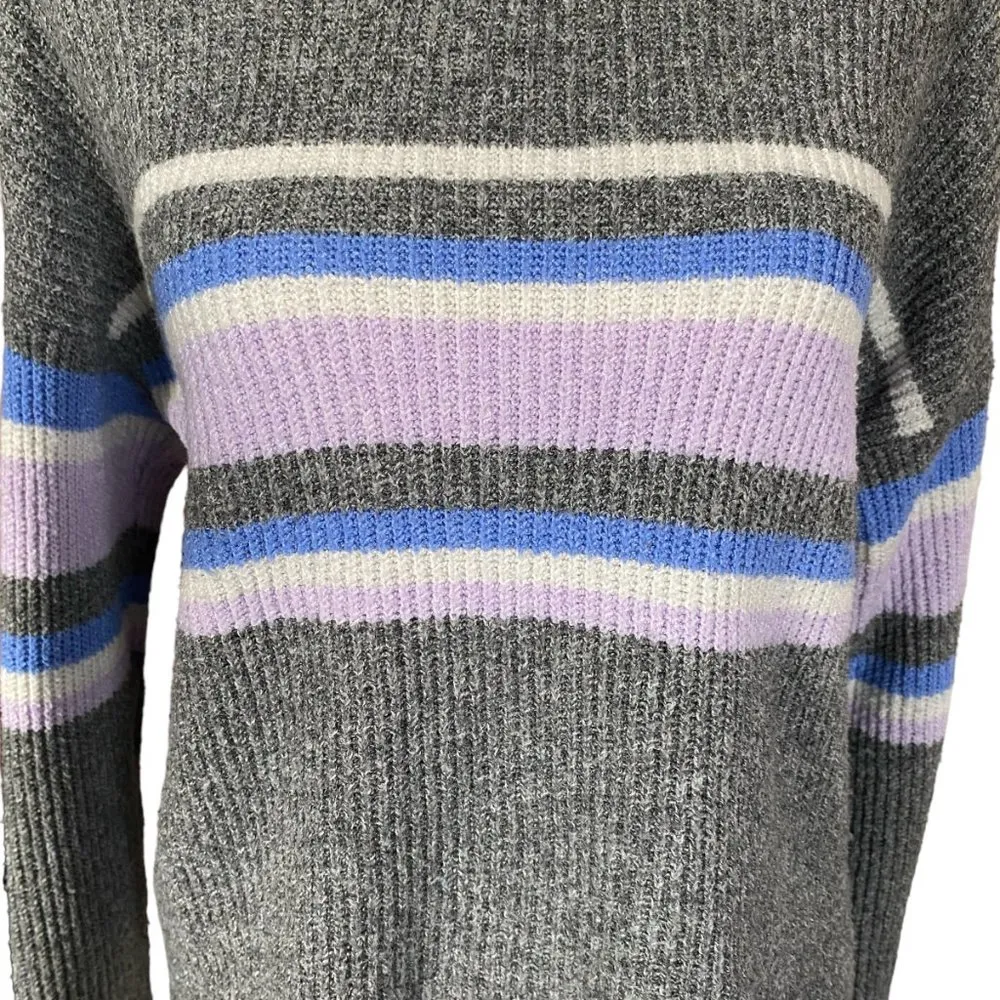 Arizona Jean Co. women's medium gray long sleeve sweater stripes stretchy - Image 8