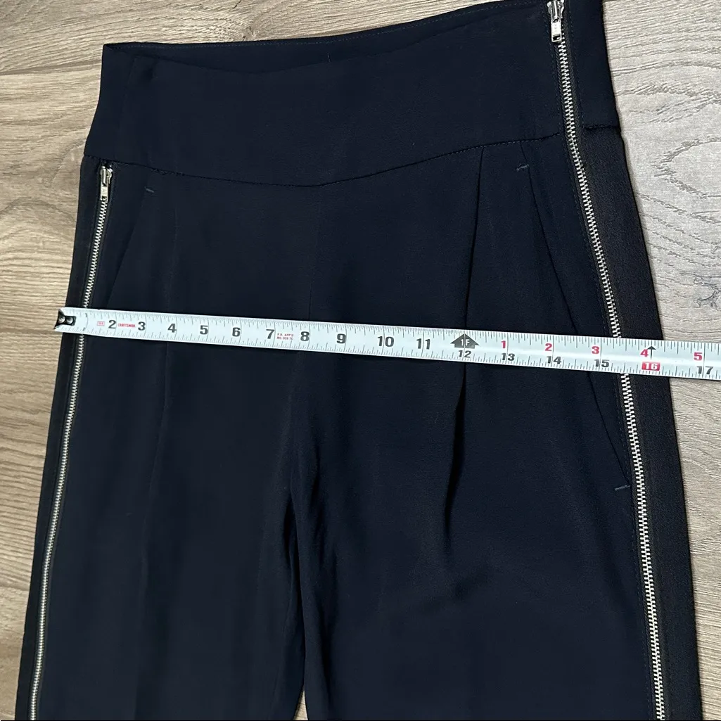 A.L.C. High Rise Double Side Zip Crepe Trousers Pants Tailored Black Size 4 - Image 13