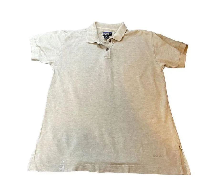 Patagonia vintage tan polo style shirt womens fitted size medium organic cotton - Image 5