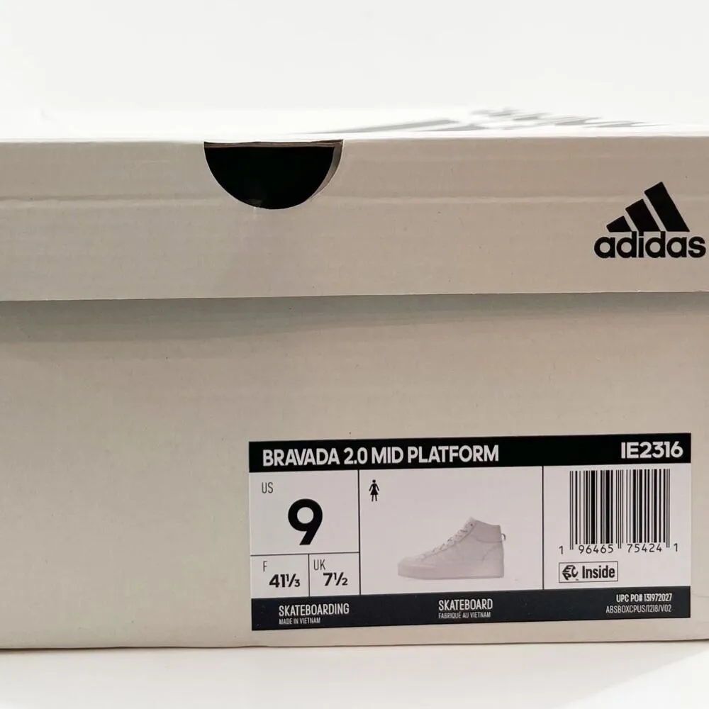 Adidas  Bravada 2.0 Mid Top Platform Skateboard Sneaker Shoes White 9 - Image 2