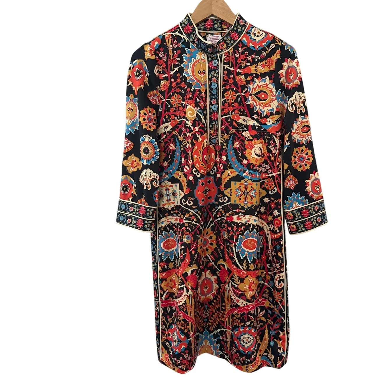 Gretchen Scott Mandarin Jersey Midi Dress Carpet Black Multi Size Medium Red - Image 5