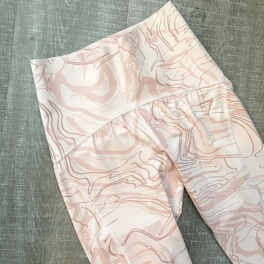 GYMSHARK GS Power Support High Rise Leggings Womens Small Pink Print Workout - Image 5