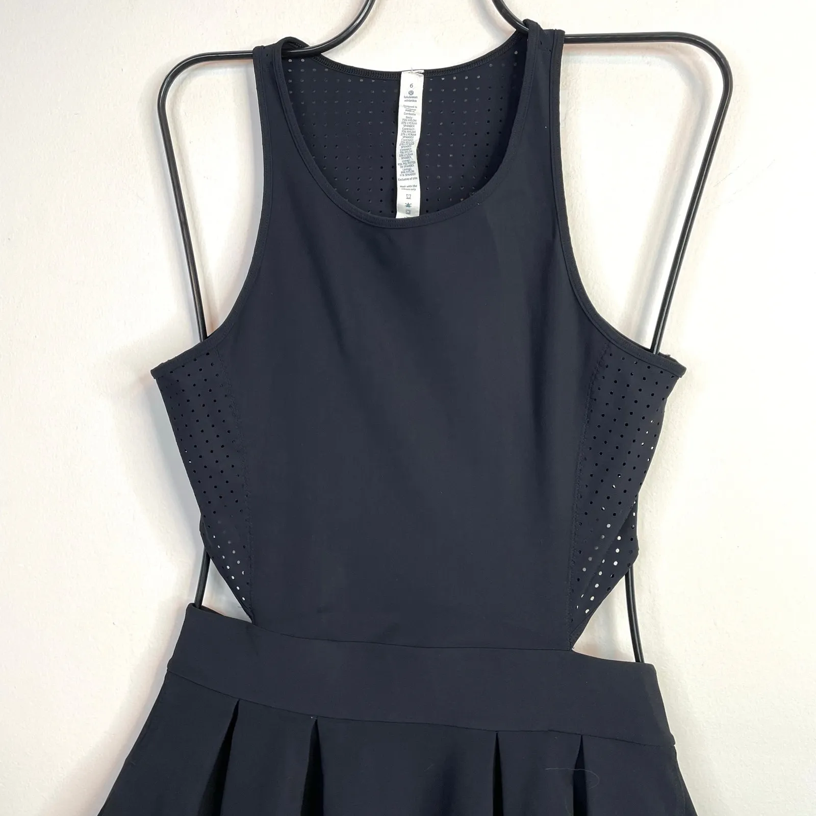 Lululemon Away Dress Black Perforated Stretch Athleisure Skater Dress womens 6 - Image 3