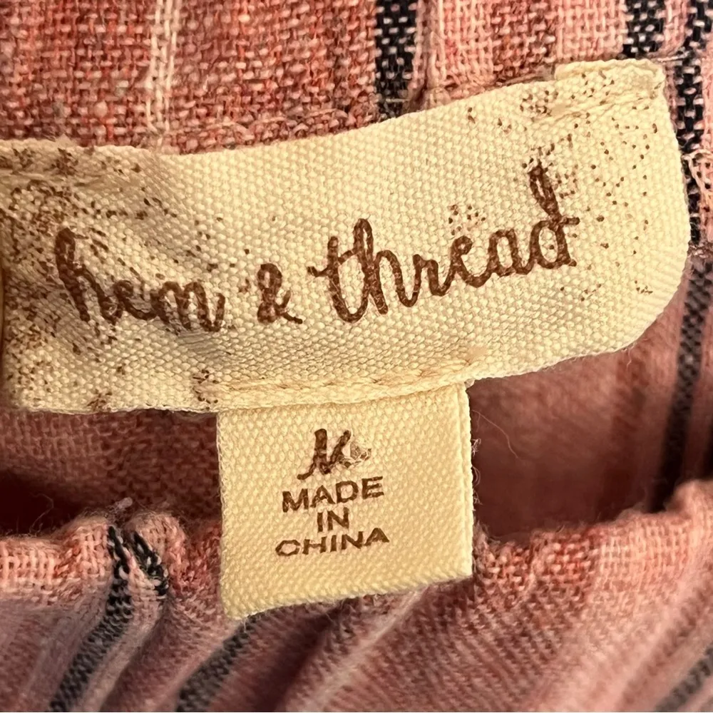 Women’s Hem & Thread Wide Leg Flowy Striped Jumpsuit Size Medium Open Back - Image 8