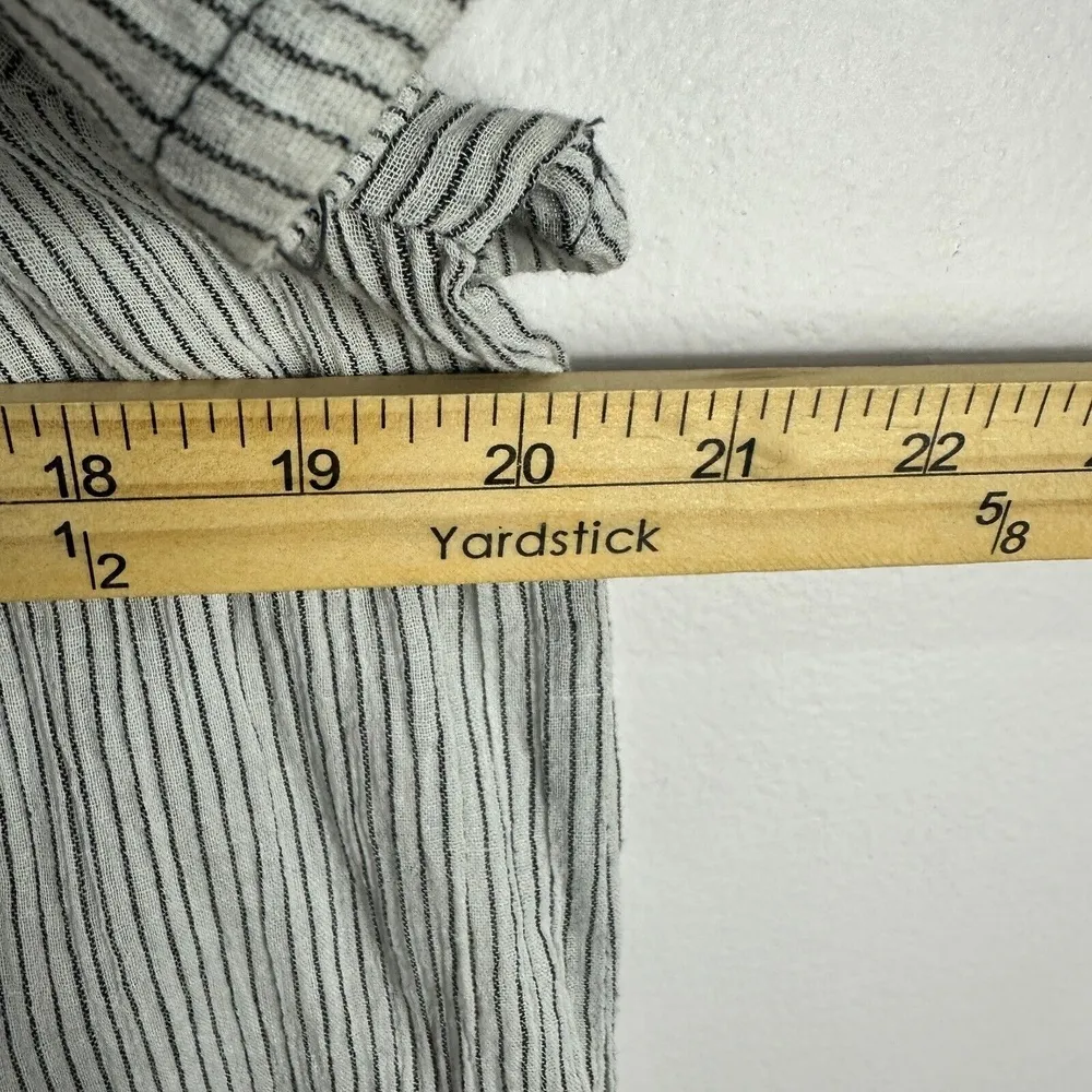 Nine West Top Womens M Striped Smocked Neck‎ Cotton Flutter Sleeve Quiet Luxury - Image 5