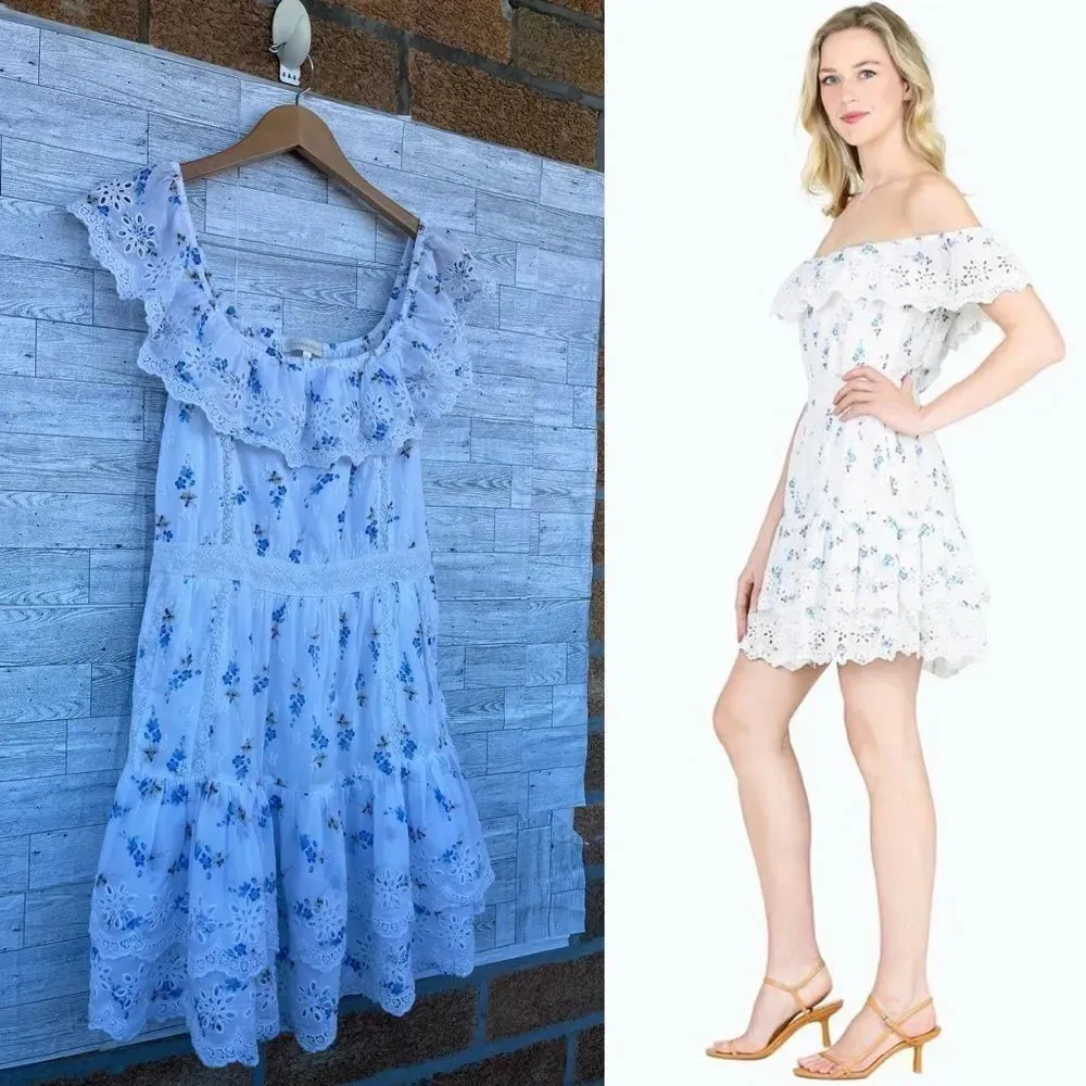 LoveShackFancy Denver Off-the-shoulder Tiered Floral dress size 6 - Image 4