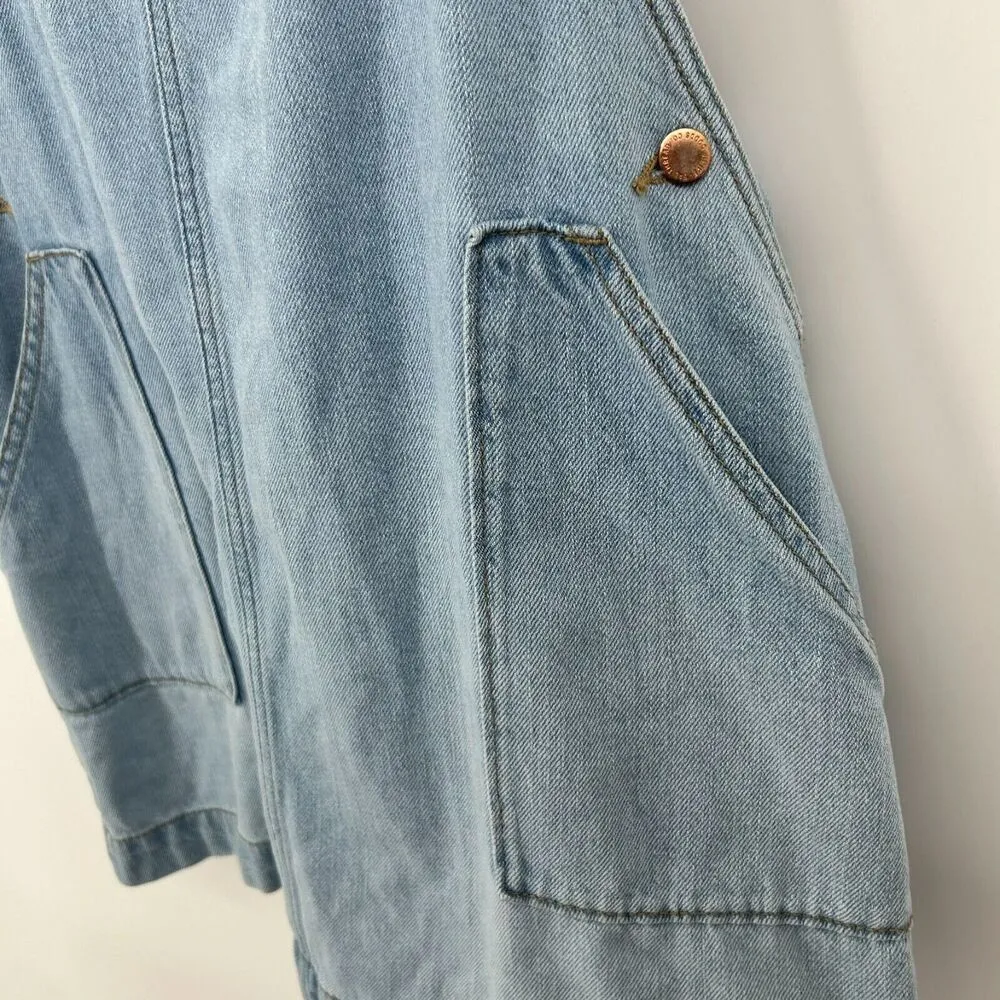 Universal Thread Denim Overall Dress Jumper Light Wash Pockets Sleeveless Sz XL - Image 5
