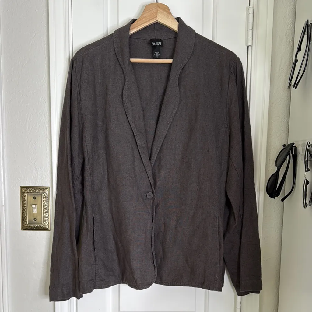 Eileen Fisher 100% Irish linen one button blazer - Image 3