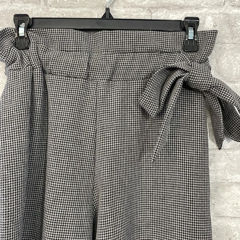 Mustard Seed Houndstooth Paper Bag Tie cropped Pants - Image 2