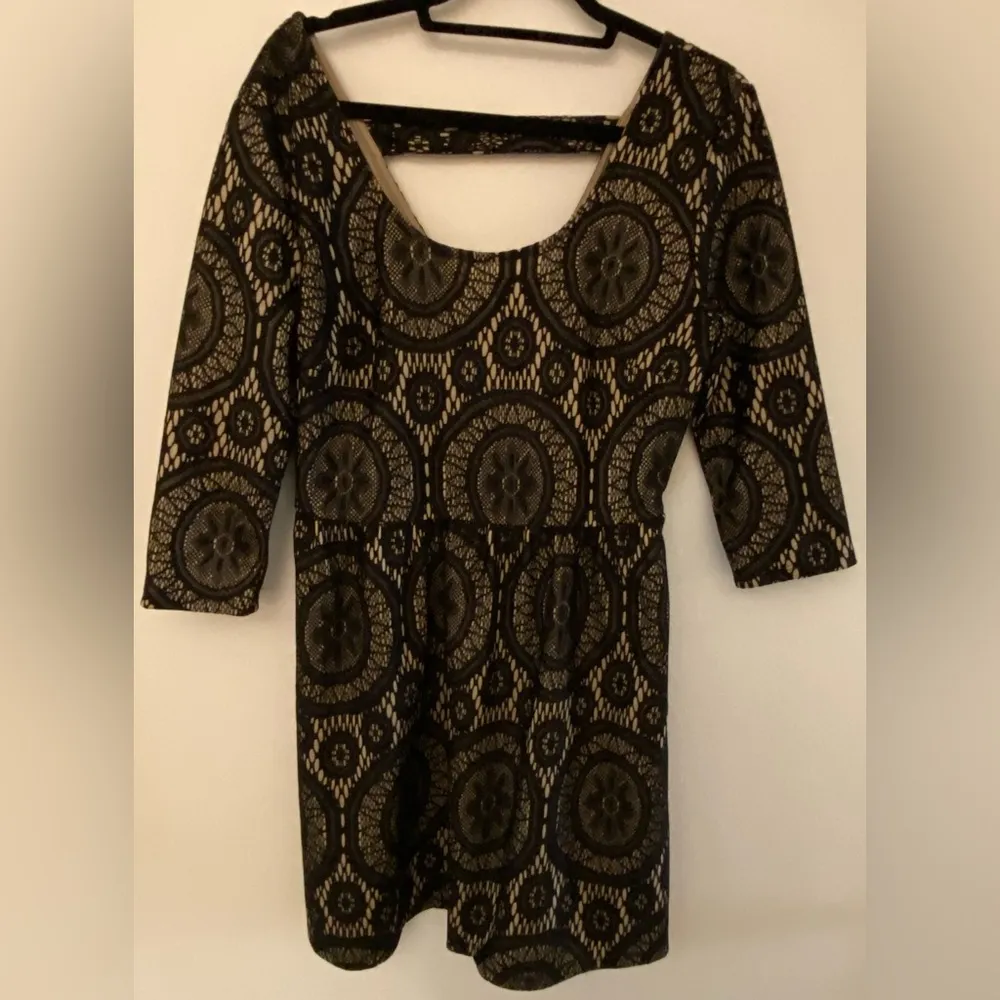 Accidentally in Love Black Lace Beige 3/4 Sleeve Dress Women's Sz XL - Image 3