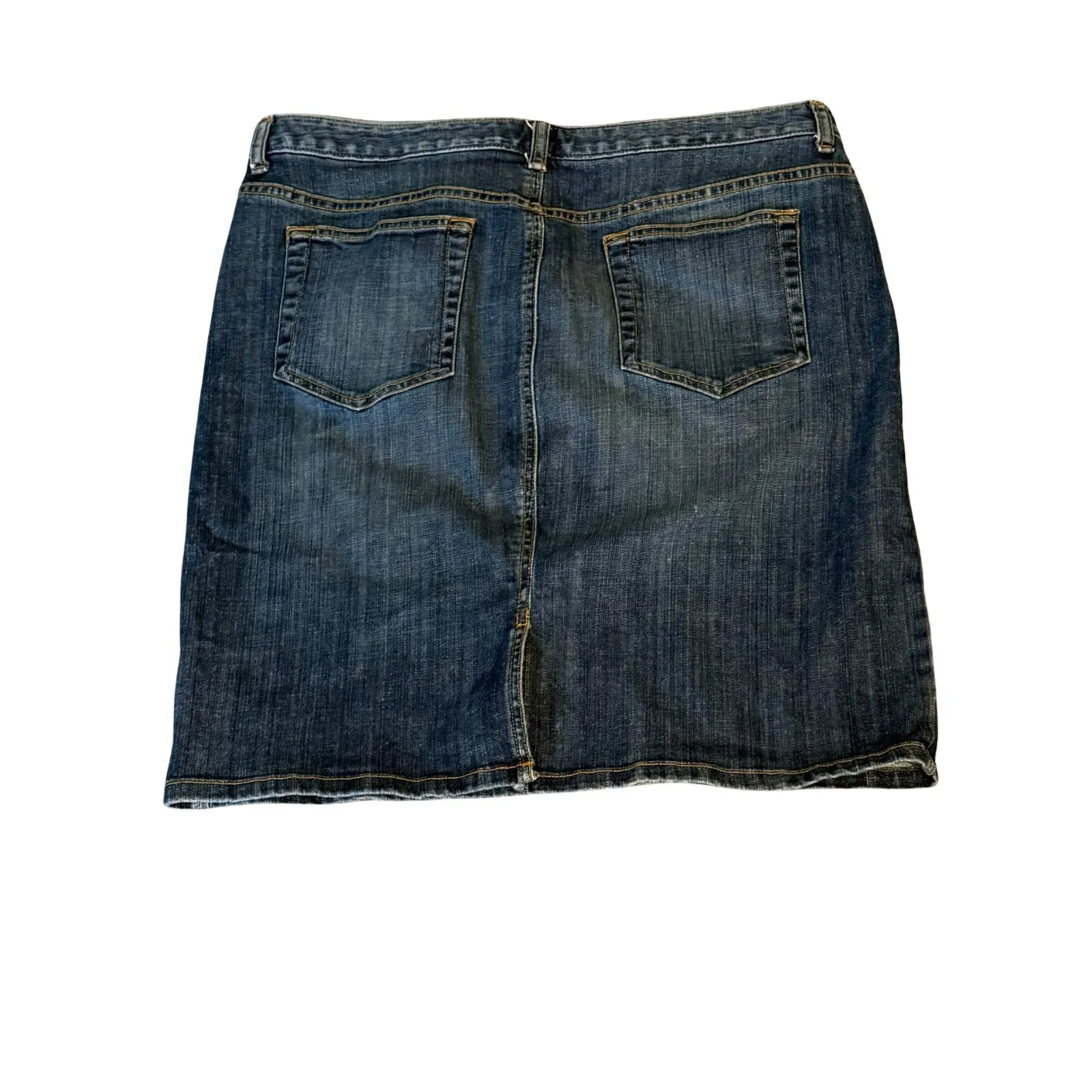 LANDS END Womens Denim Skirt Size 16 Blue Short Jean Skirt Pockets Zip Close - Image 3