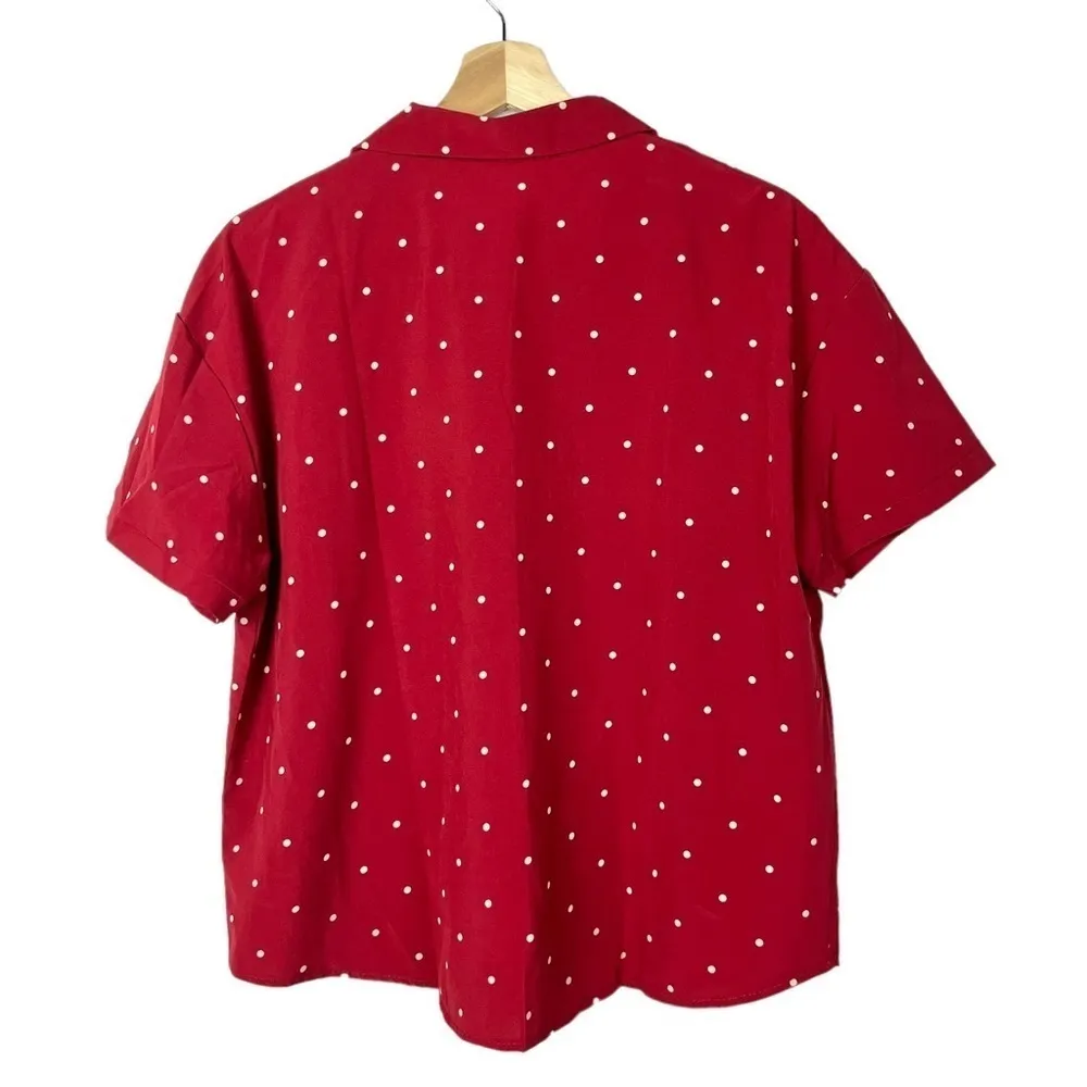 Blue Blue Boutique Red & White Polka Dot Collar Short Sleeve Top L - Image 2