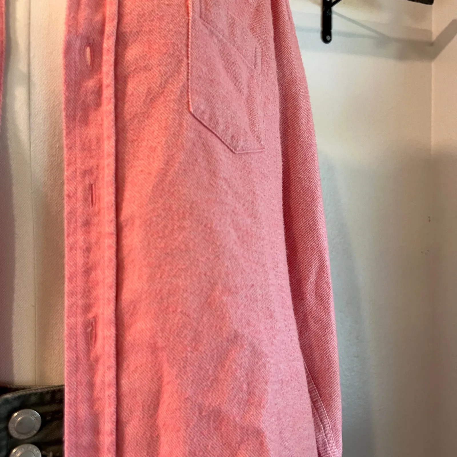 Frank & Eileen Italian Woven Cotton Women's Pink Herringbone Shirt Size XS - Image 4