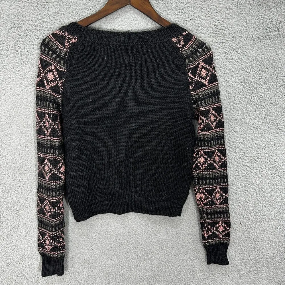 Ella Moss sweater women small gray nordic fair isle chunky knit alpaca wool cozy - Image 7