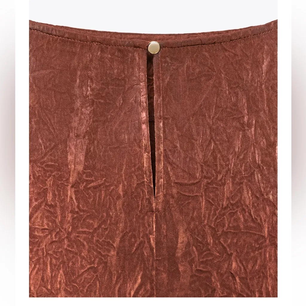 Zara NWT 2 piece matching co-ord SET textured burnt orange rust top & midi skirt - Image 8