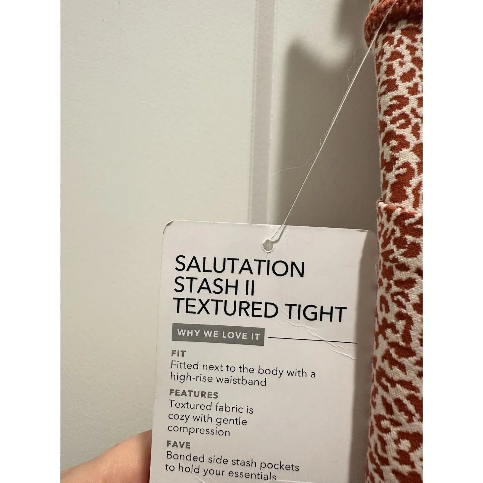 NWT Athleta Size M Salutations Stash II Textured Tights Brown Cream Cheetah - Image 3