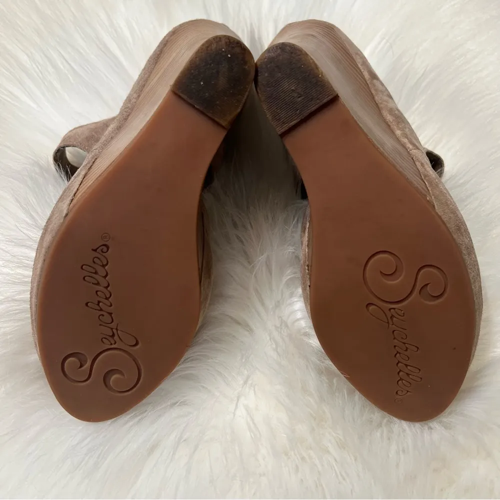 Seychelles Tan Suede Lather Platform Wedges - Image 3