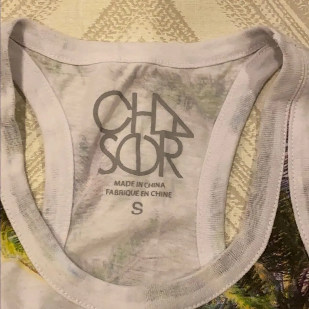 Chaser White with Palm Tree Racerback Tank Top. - Image 2