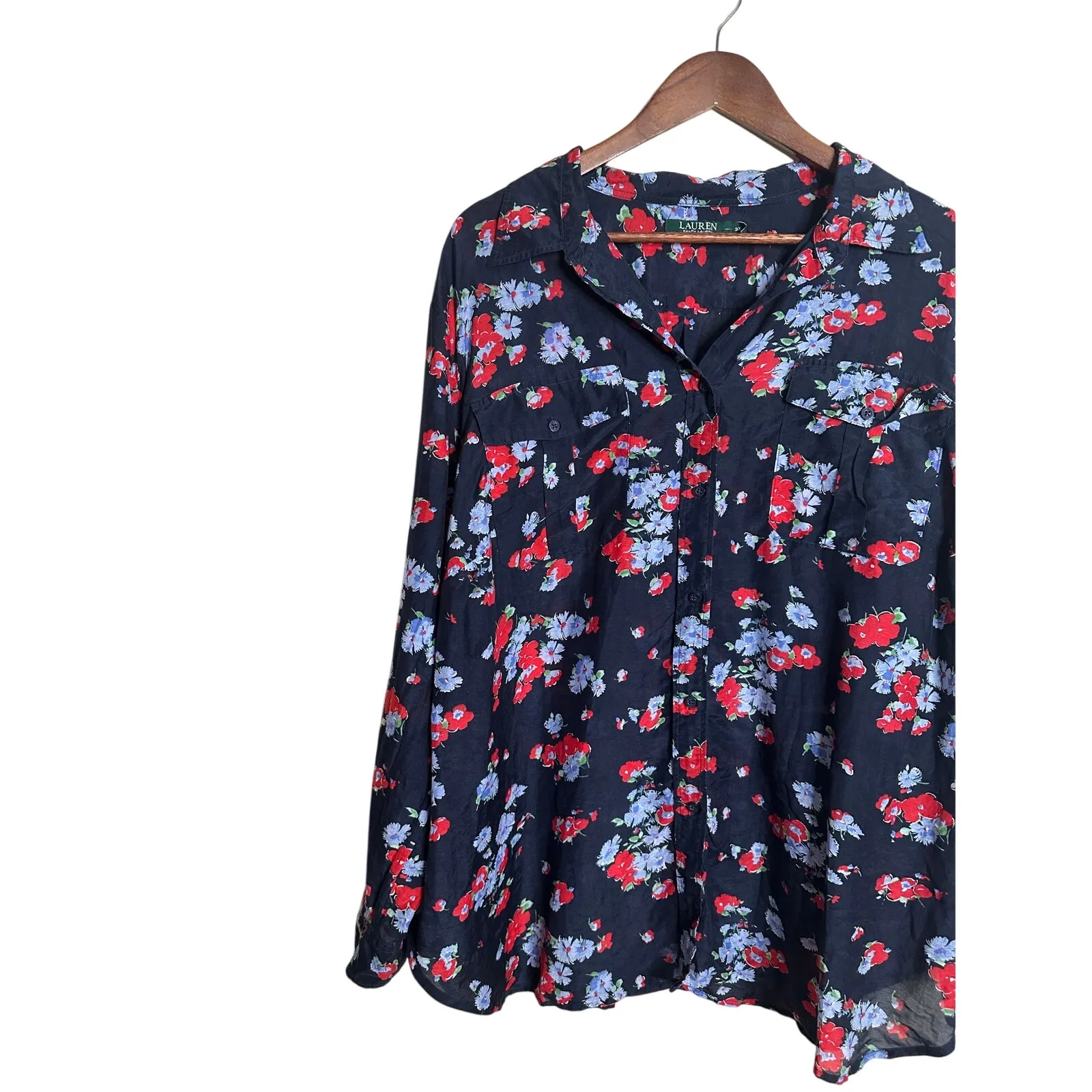 Lauren Ralph Lauren Floral  Cotton Silk Lightweight Button-Up Blouse Womans 3X - Image 6