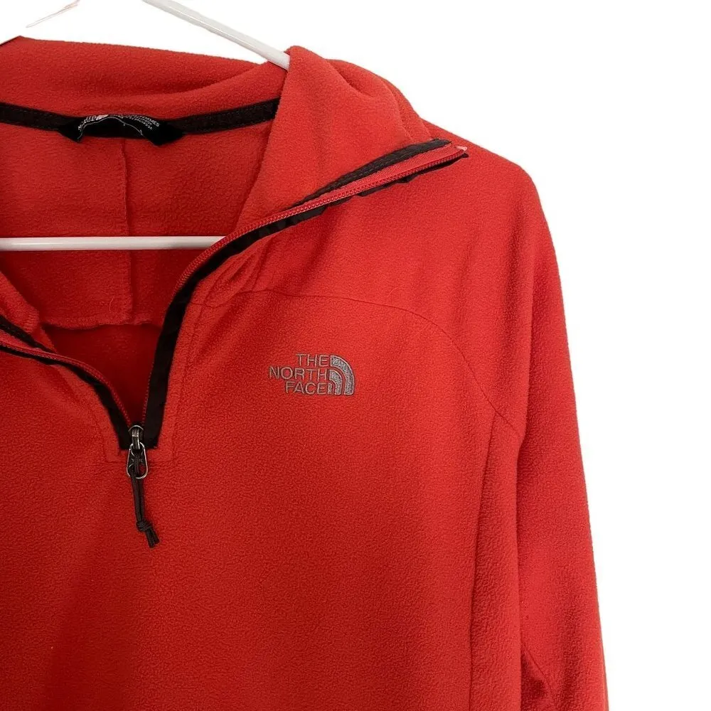 The North Face bright orange half zip fleece pullover pockets winter warm fall - Image 2