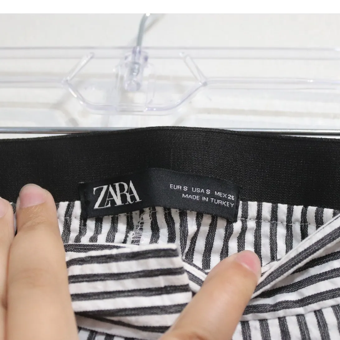 Zara Black Striped Seersucker Pants Sz S - Image 5