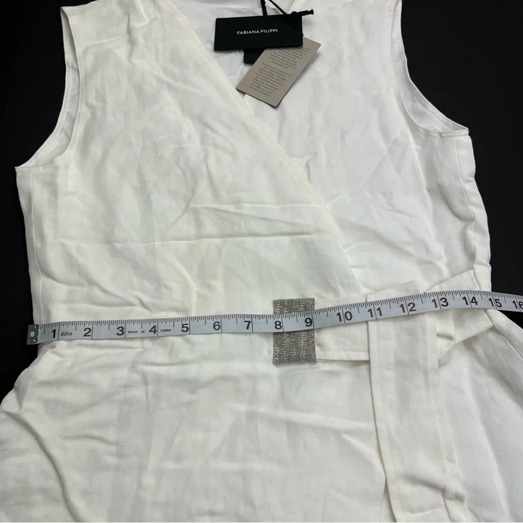 Fabiana Filippi Embellished Wrap Sleeveless Blouse Women XS White NEW *TINY FLAW - Image 11