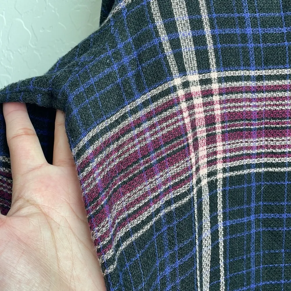 Cloth & Stone Plaid Tunic Shirt Dress Long Sleeve Knit Blue Pink L - Image 12