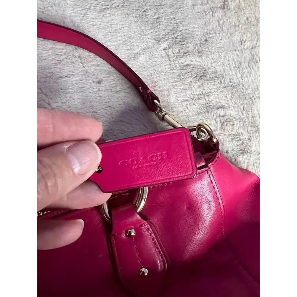 Coach Colette Pink Ruby Leather Shoulder Bag w/ Detachable Strap - Image 4